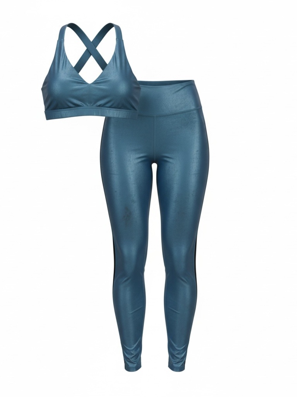 Victoria’s Secret Sport Knockout Teal Black Mesh Leggings & Sports Bra Set